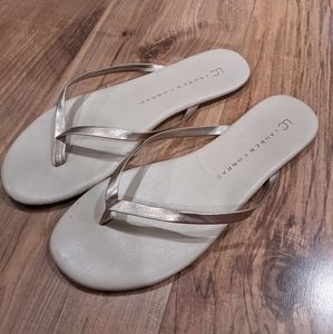Rose gold LC Lauren Conrad flip flops